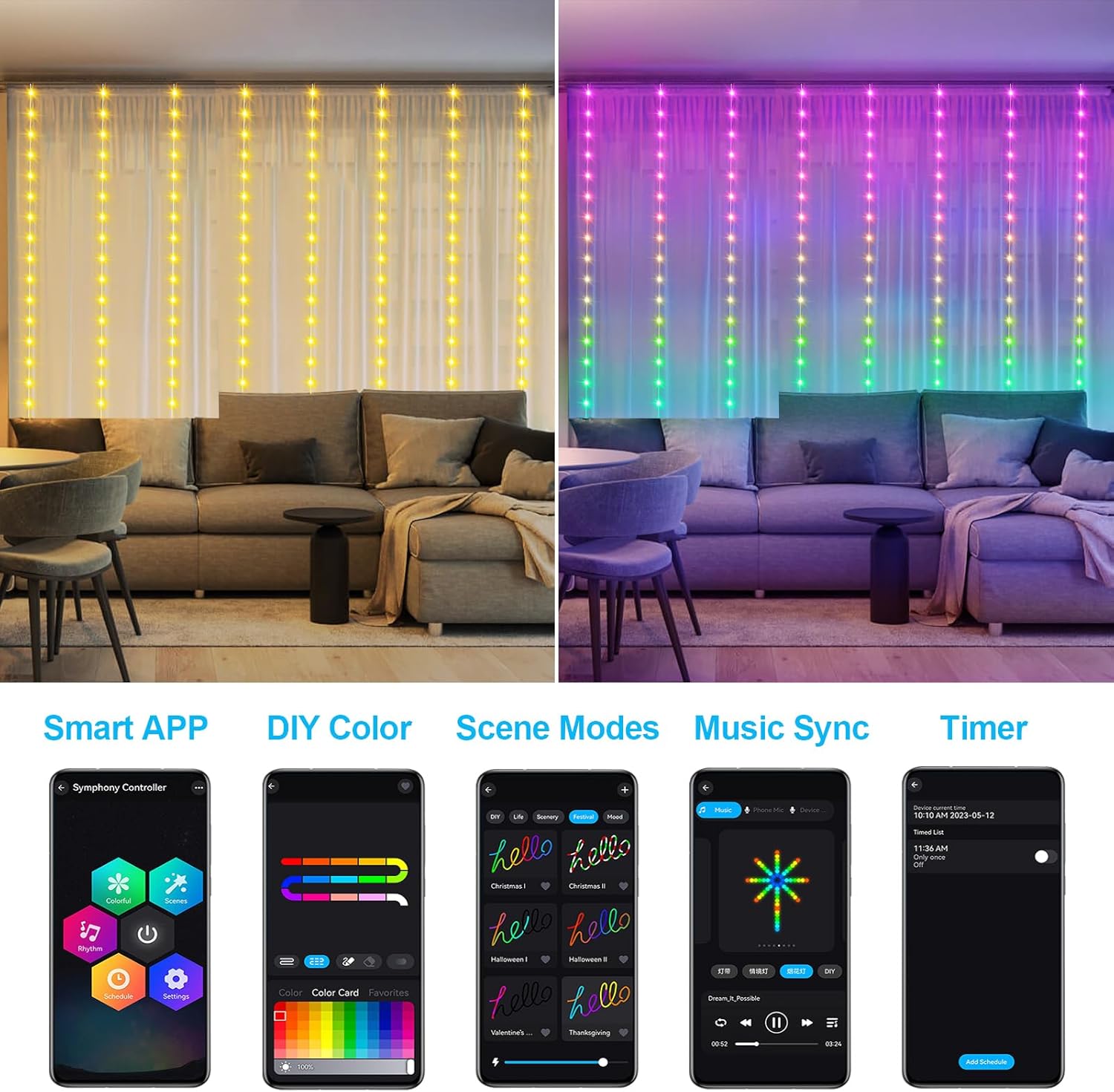 Smart Curtain Lights RGB 5050  - Smart Garden Usa recensione e prezzo